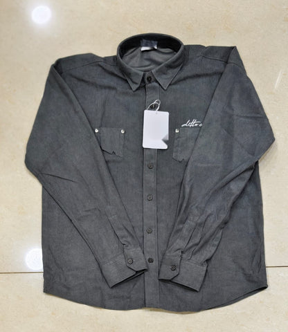 Dark Grey textured double pocket full sleeve shirt - product photo