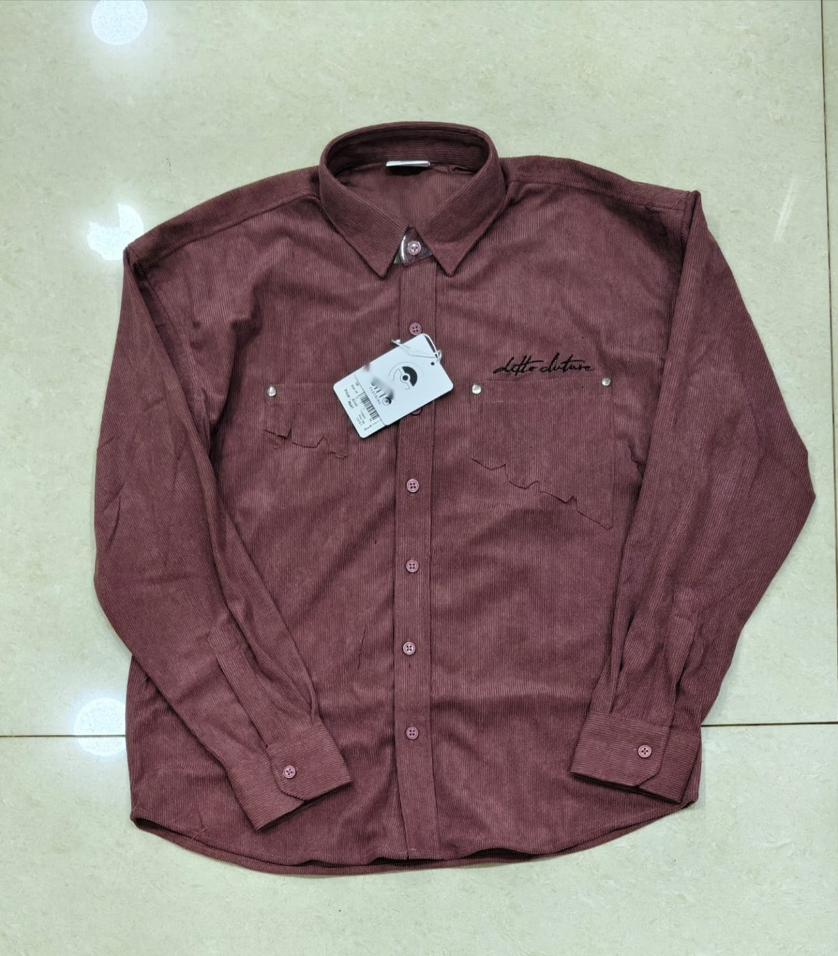 Maroon textured double pocket full sleeve shirt - product photo