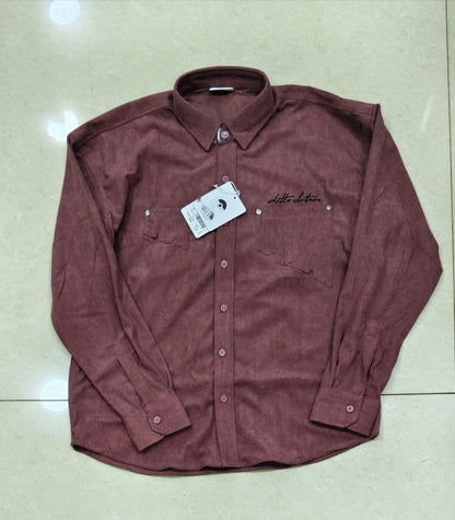 Maroon textured double pocket full sleeve shirt - product photo