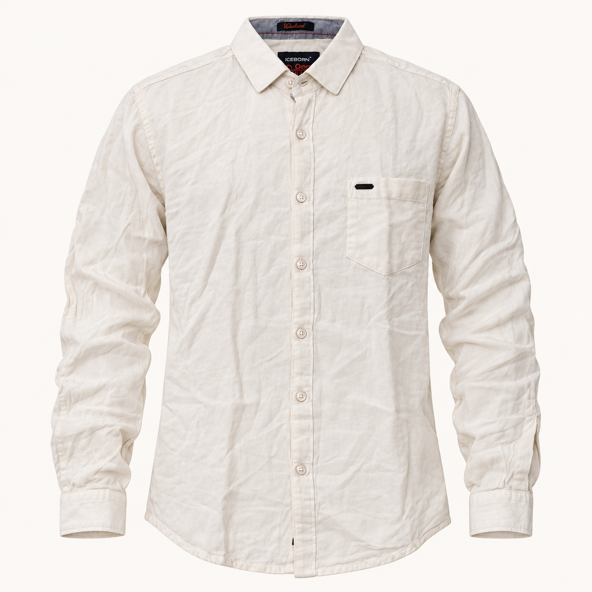 Plain Full Sleeve Pocket Shirt - Cream product-front