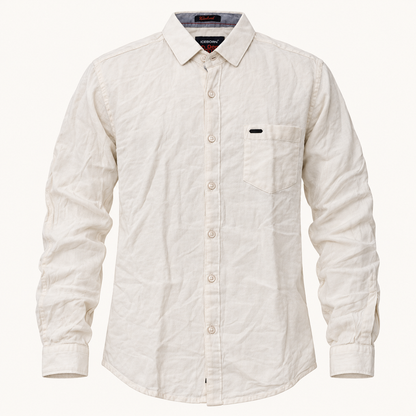 Plain Full Sleeve Pocket Shirt - Cream product-front