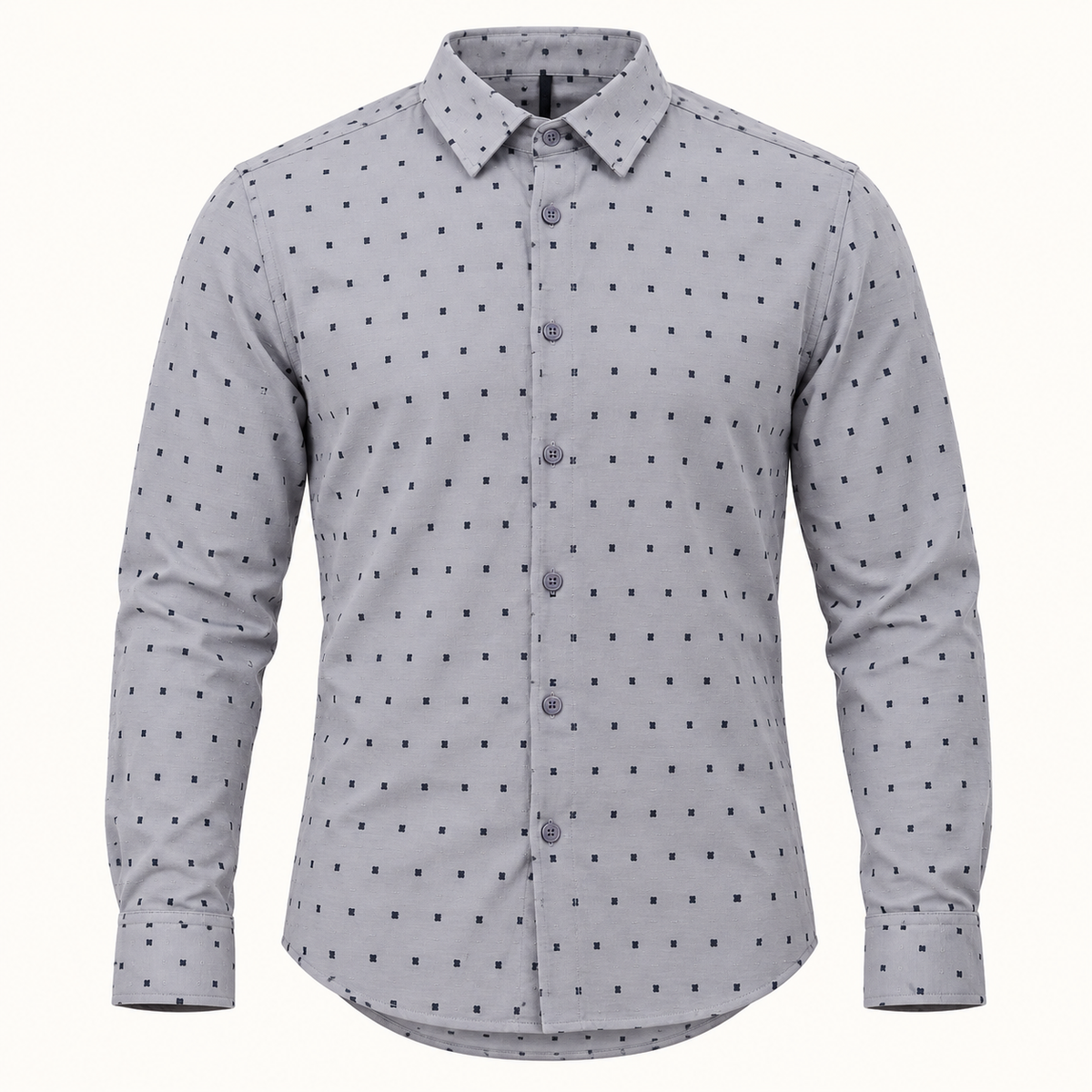 Small Motif Full Sleeve Shirt - Light Grey product-front