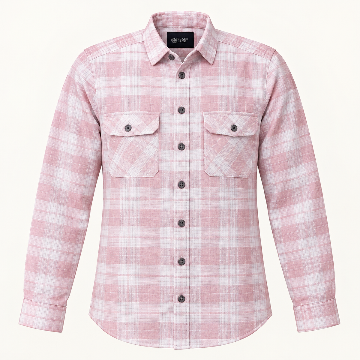 Check Double Pocket Full Sleeve Shirt - Pink White product-front