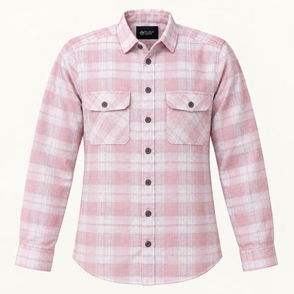 Check Double Pocket Full Sleeve Shirt - Pink White product-front