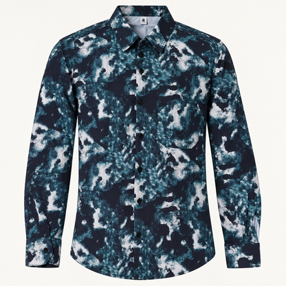 Abstract Print Full Sleeve Shirt - Deep Teal Multicolour product-front