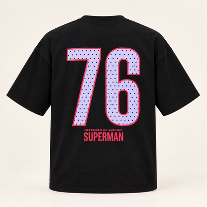 black superman drop shoulder T-shirt product-back