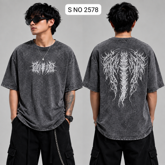 Back Born oversized T-shirt Charcoal front and back