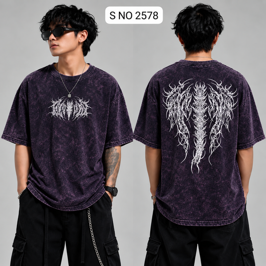 Back Born oversized T-shirt Plum front and back