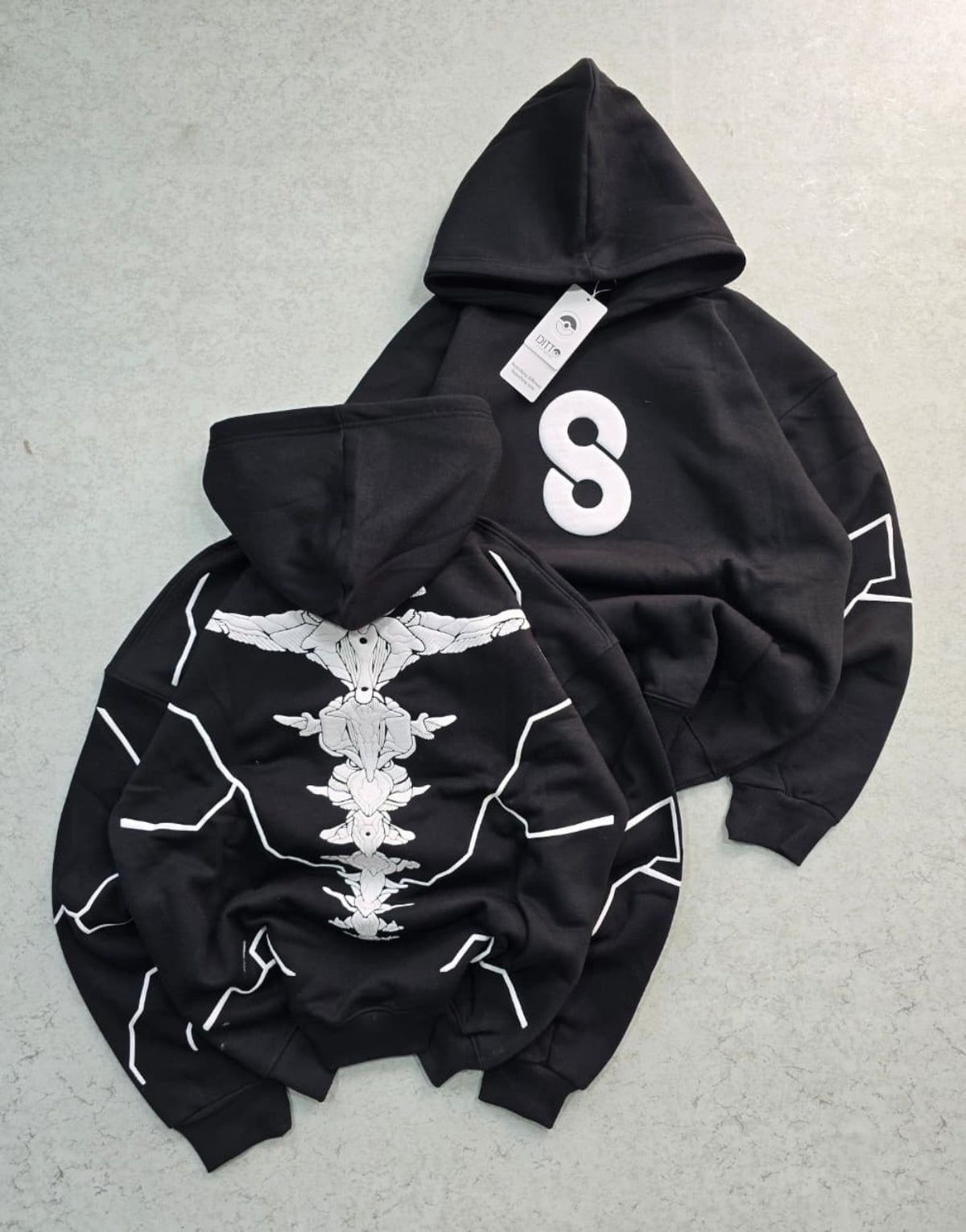 Black skeleton graphic hoodie
