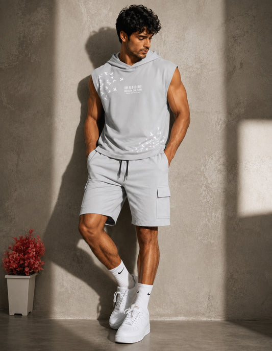 Light grey men's cargo shorts