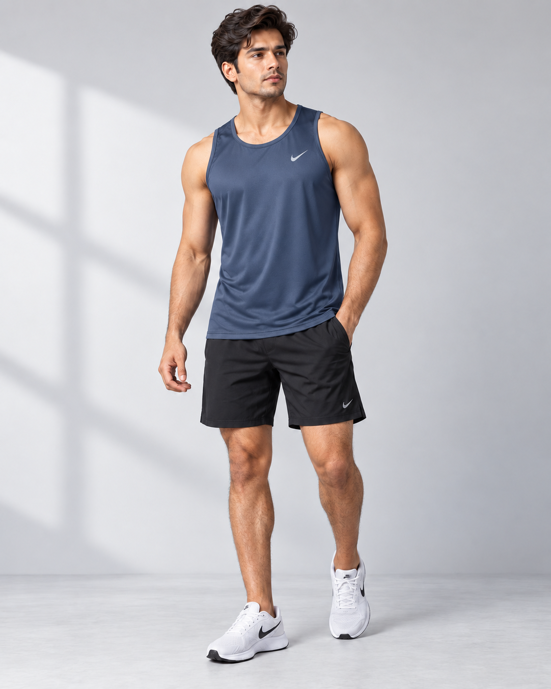 Slate Blue sleeveless sports tank
