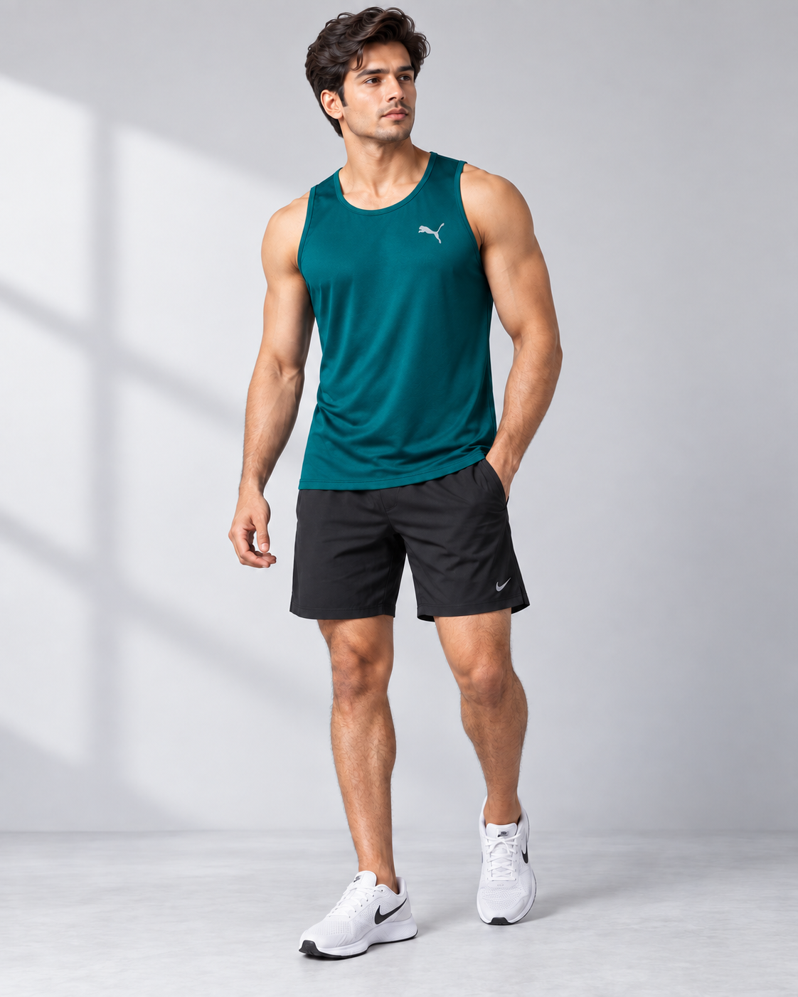 Teal sleeveless sports tank