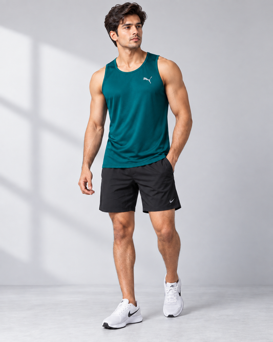 Teal sleeveless sports tank