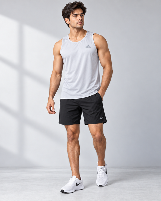 White sleeveless sports tank