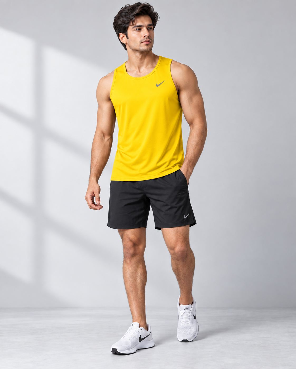 Yellow sleeveless sports tank