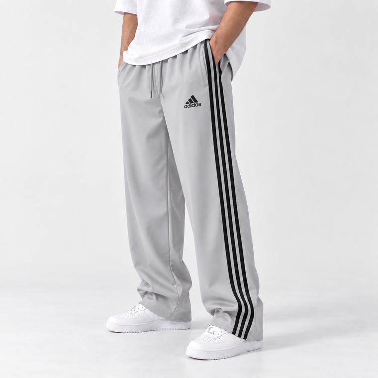 3 Line Baggy Track Pant - Light Grey