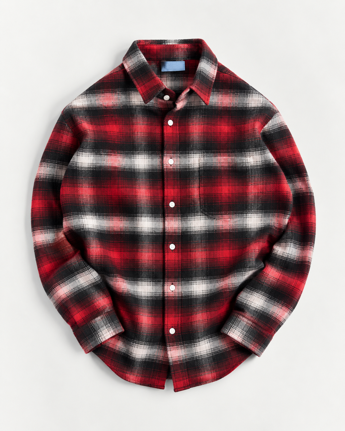 Dual Boxy Fit Flannel Shirt - Red Black Check