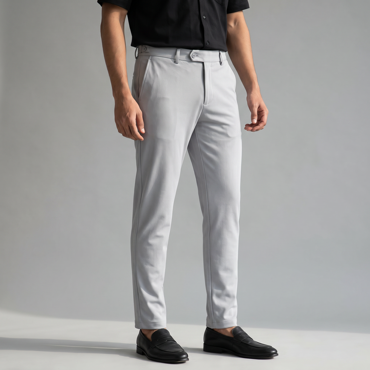 Double Button Pant — Ankle Fit — Ash