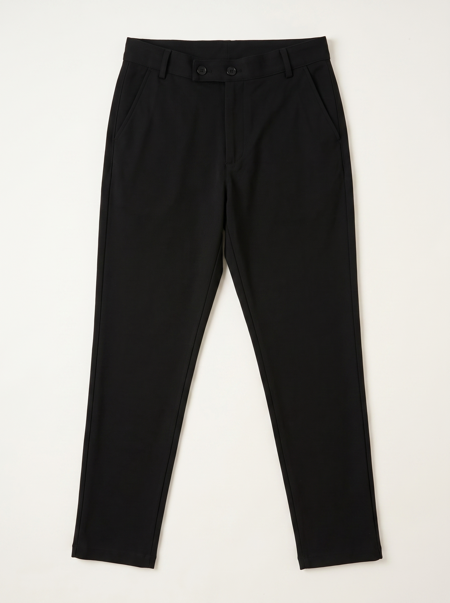Black double button ankle fit pant full view