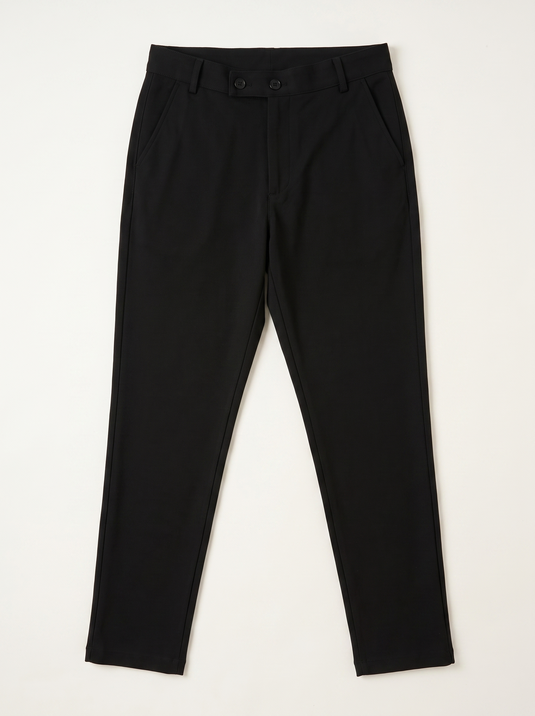 Black double button ankle fit pant full view