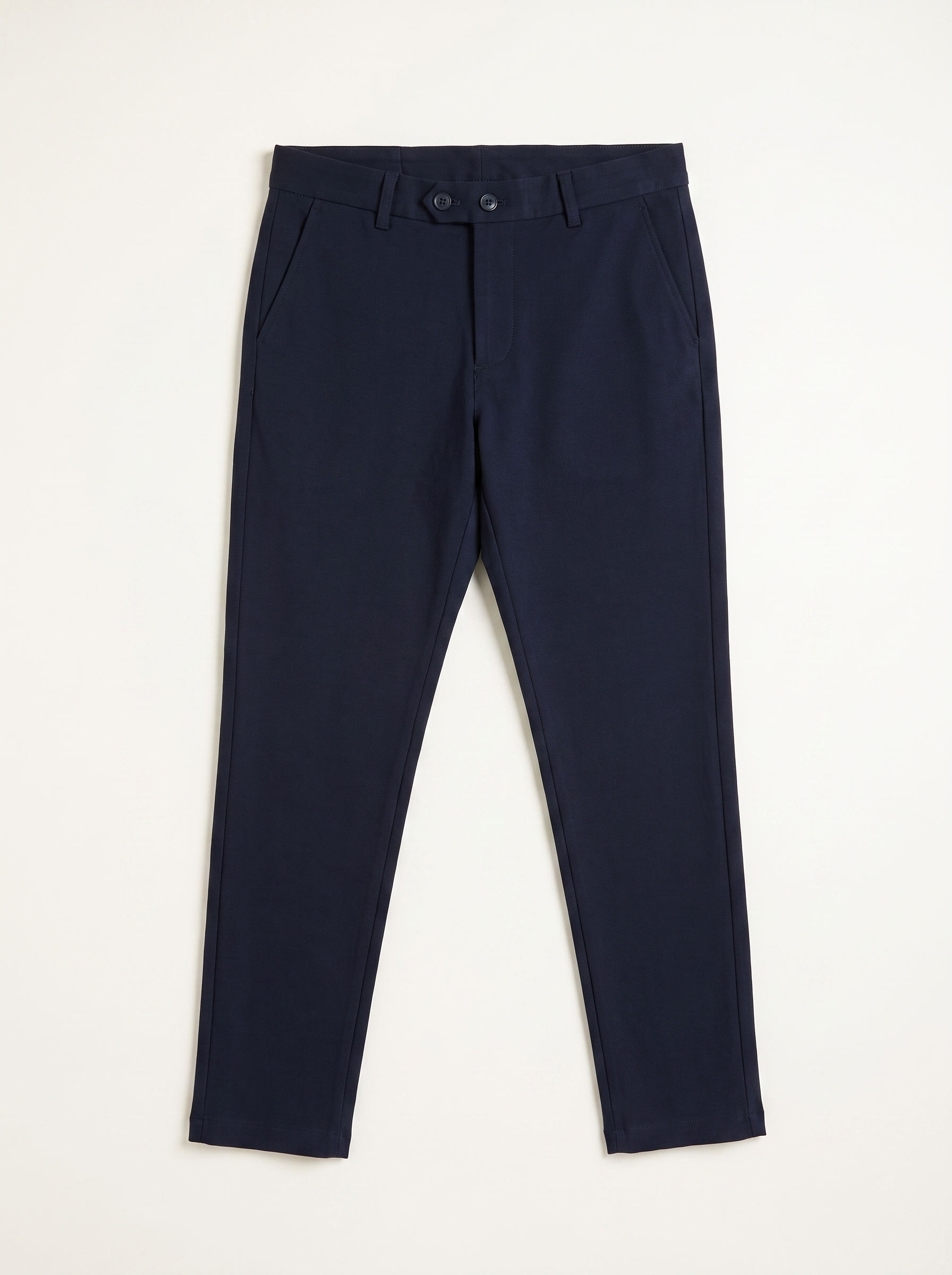Blue double button ankle fit pant full view
