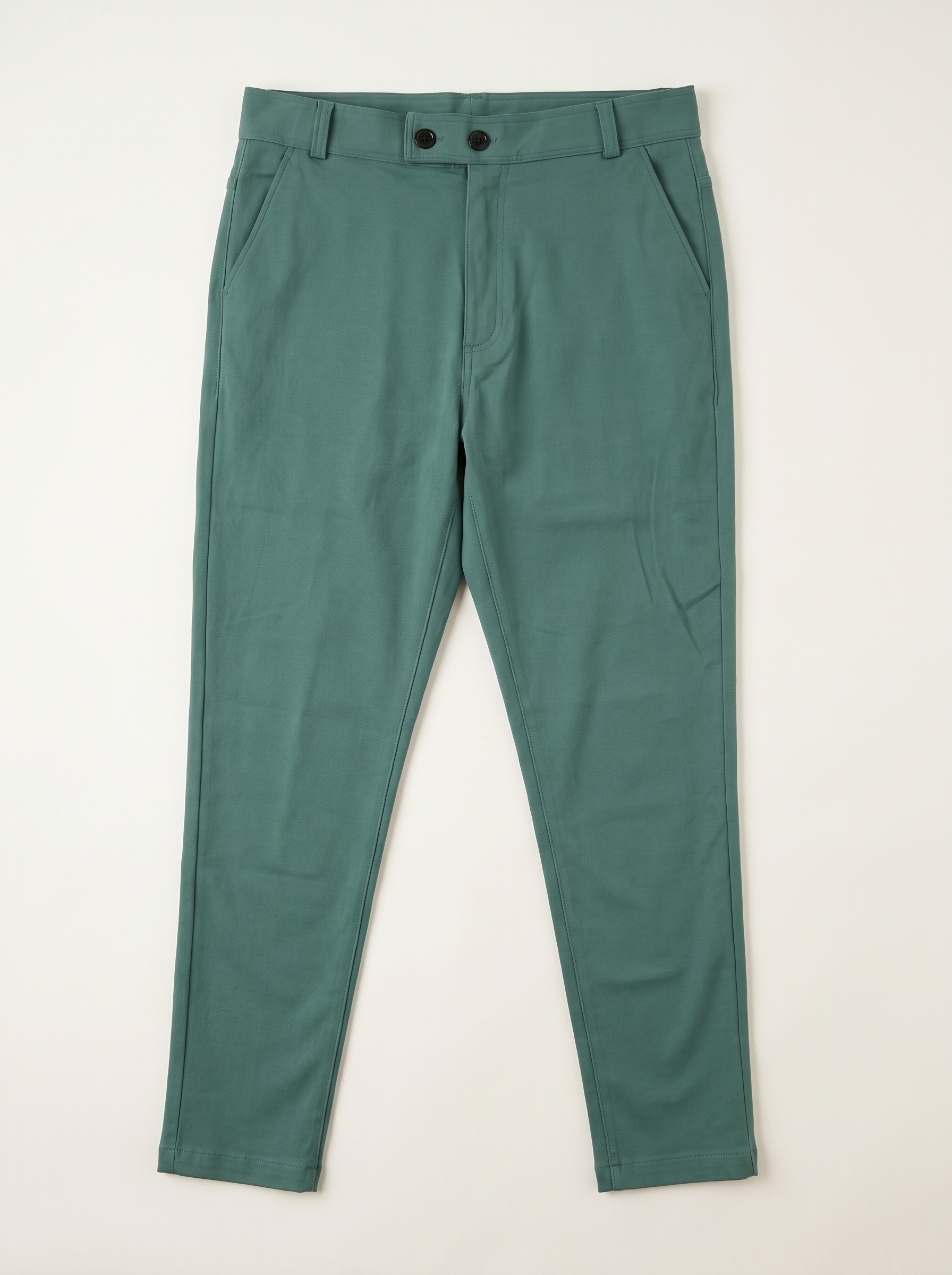 Green double button ankle fit pant full view