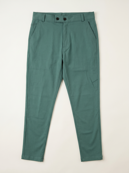 Green double button ankle fit pant full view