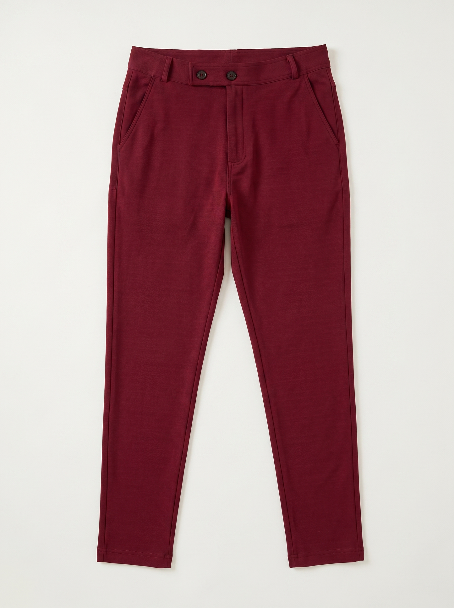 Red double button ankle fit pant full view