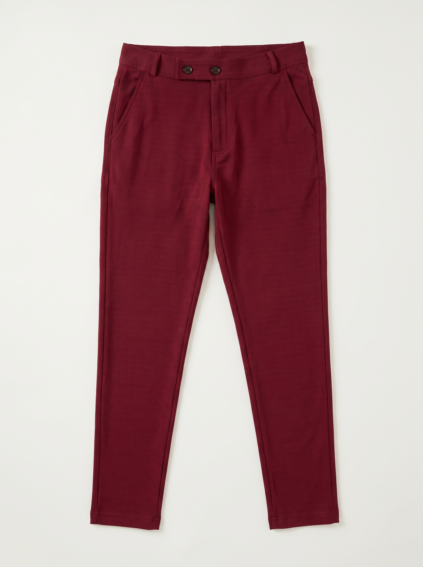Red double button ankle fit pant full view