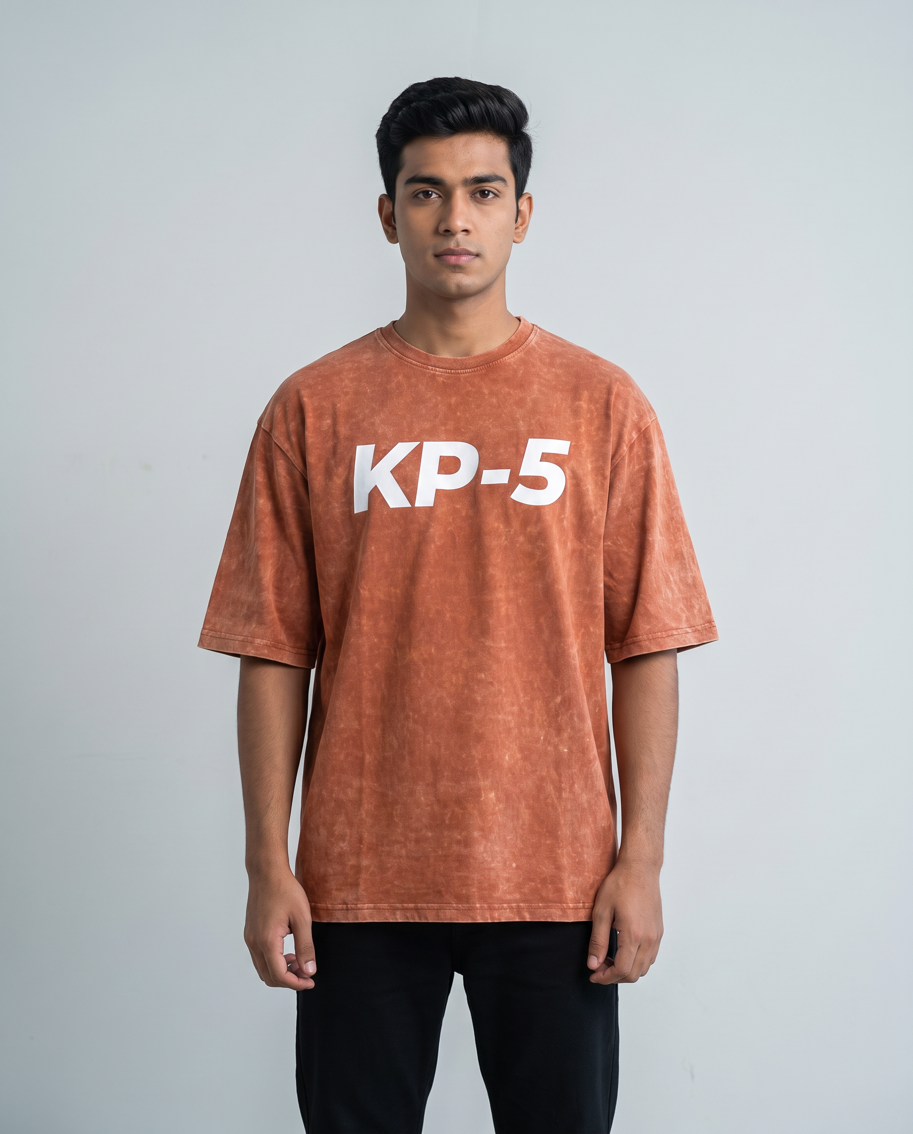 KP-5 oversized acid wash tee rust front