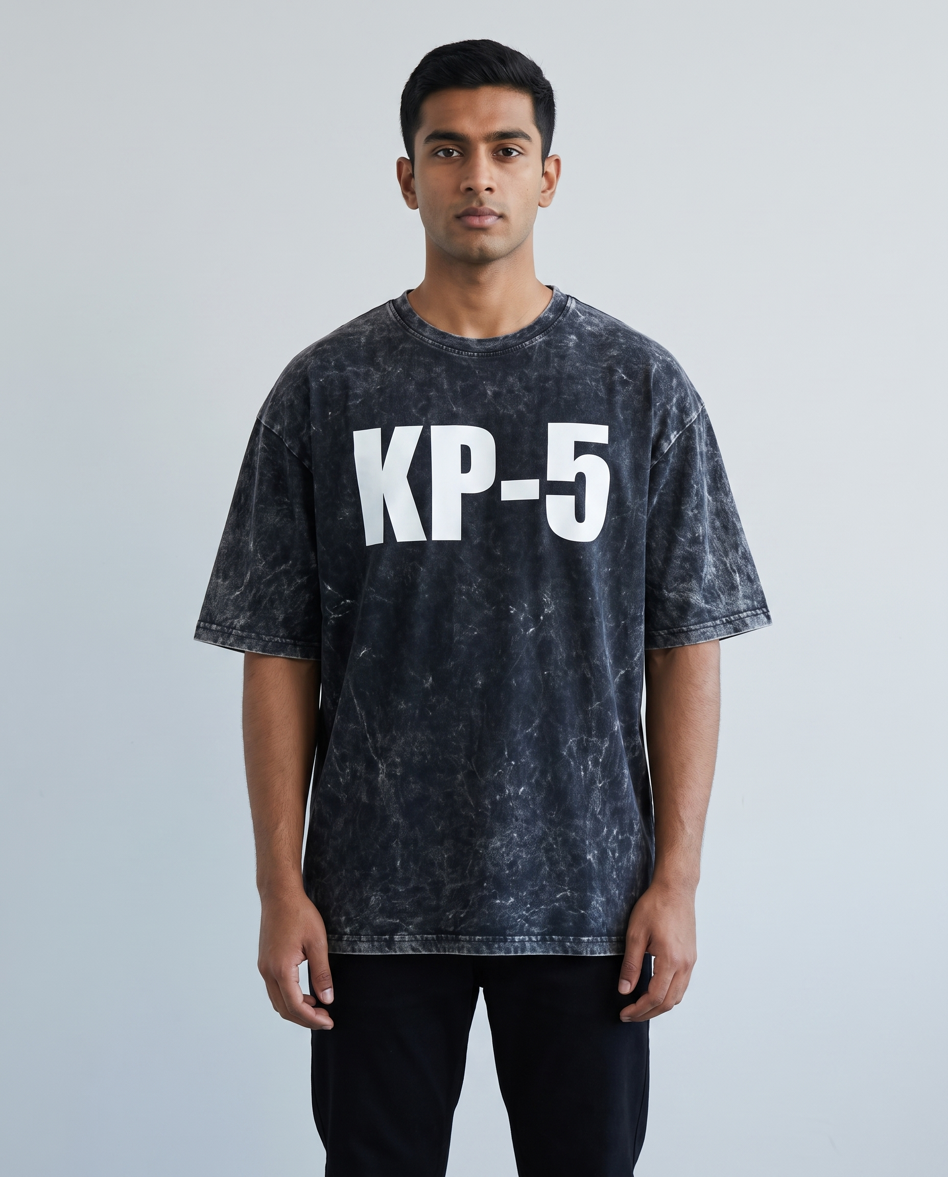 KP-5 oversized acid wash tee black front