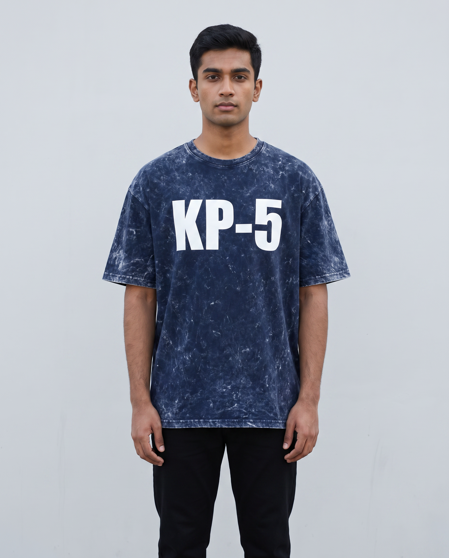 KP-5 oversized acid wash tee navy front