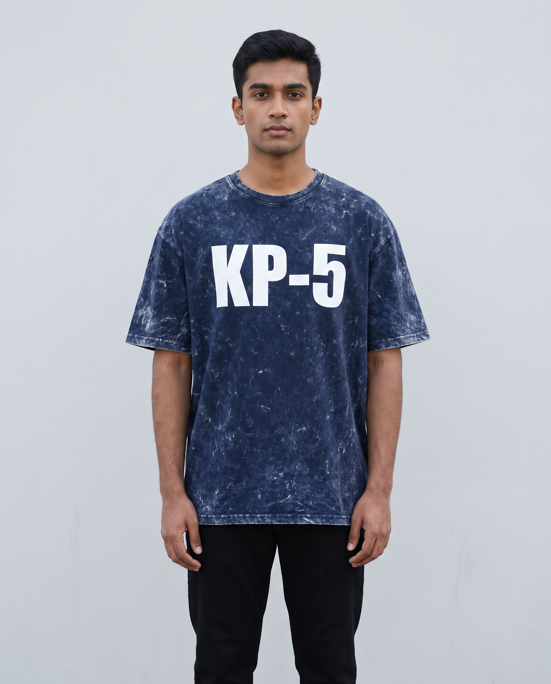 KP-5 oversized acid wash tee navy front