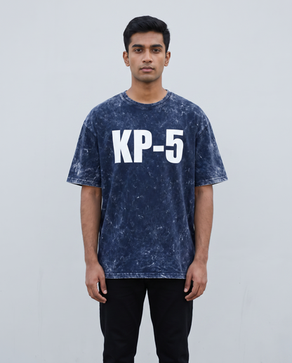KP-5 oversized acid wash tee navy front