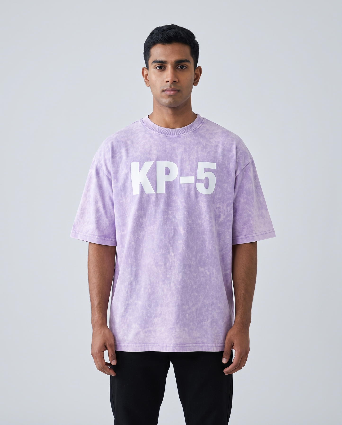 KP-5 oversized acid wash tee light violet front