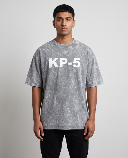 KP-5 oversized acid wash tee grey front