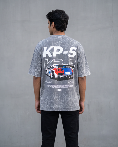 KP-5 oversized acid wash tee grey back