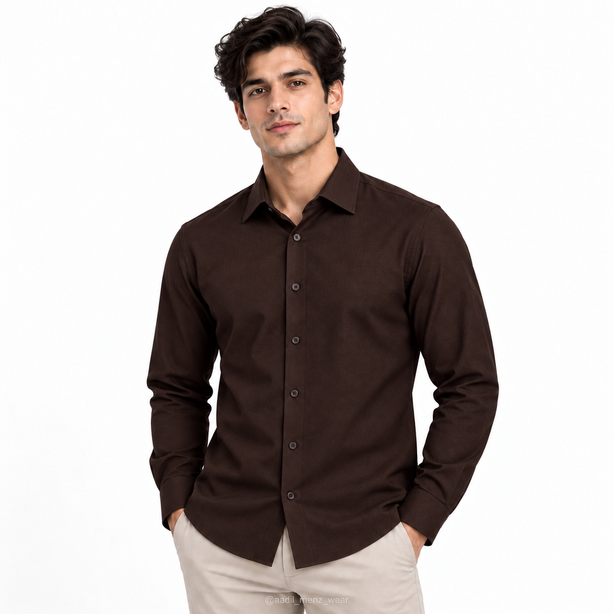 Korean Linen Shirt - Chocolate Brown