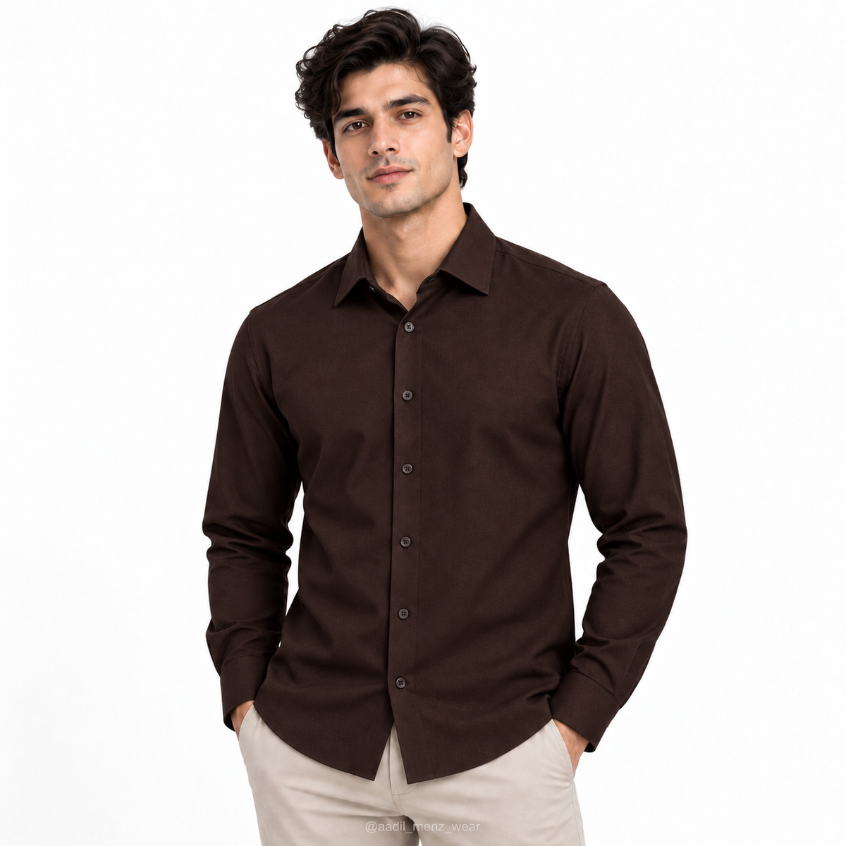 Korean Linen Shirt - Chocolate Brown