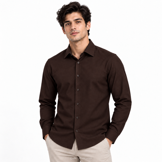 Korean Linen Shirt - Chocolate Brown