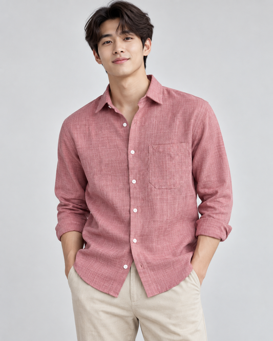 Korean Linen Shirt - Dusty Rose