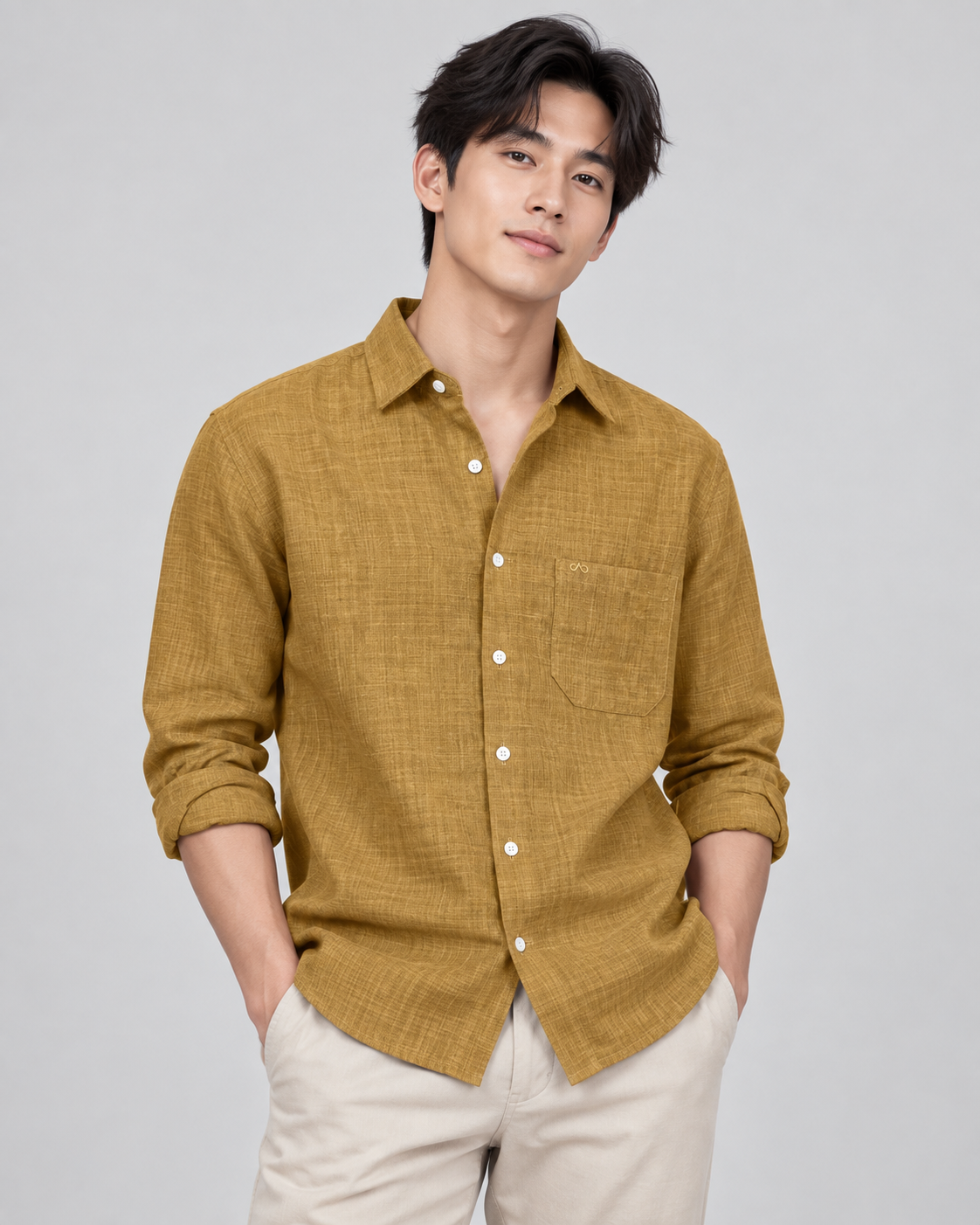 Korean Linen Shirt - Mustard