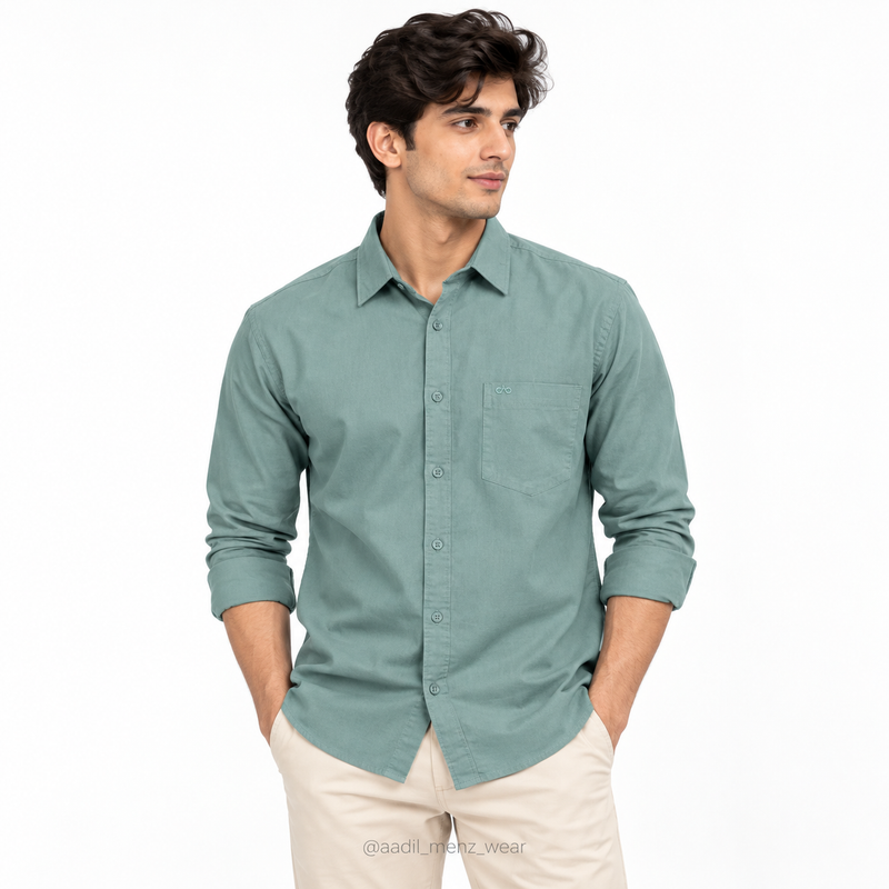 Korean Linen Shirt - Sage Green