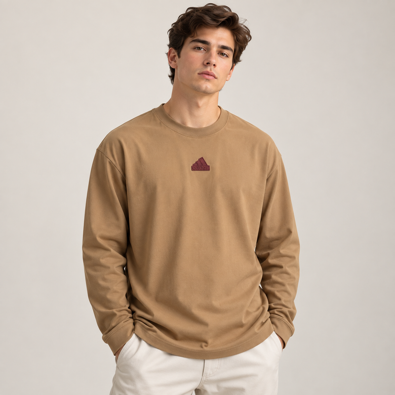 Adidas Men's Long Sleeve T-Shirt - Tan
