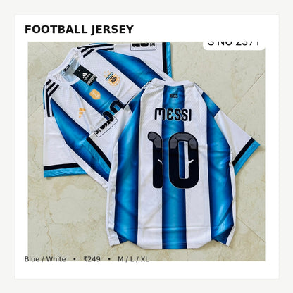 Blue and white Messi 10 football jersey product image