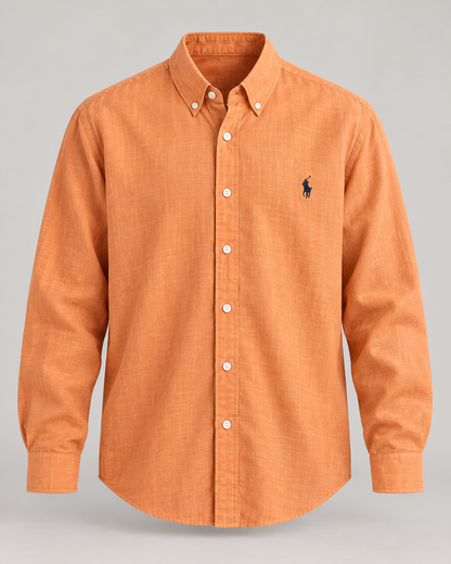 Apricot lyocell linen boxy shirt — product view