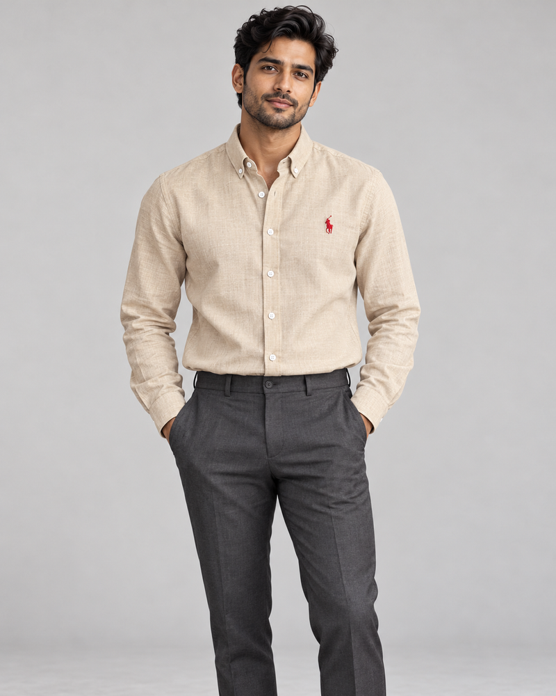 Lyocell Linen Boxy Shirt — Beige