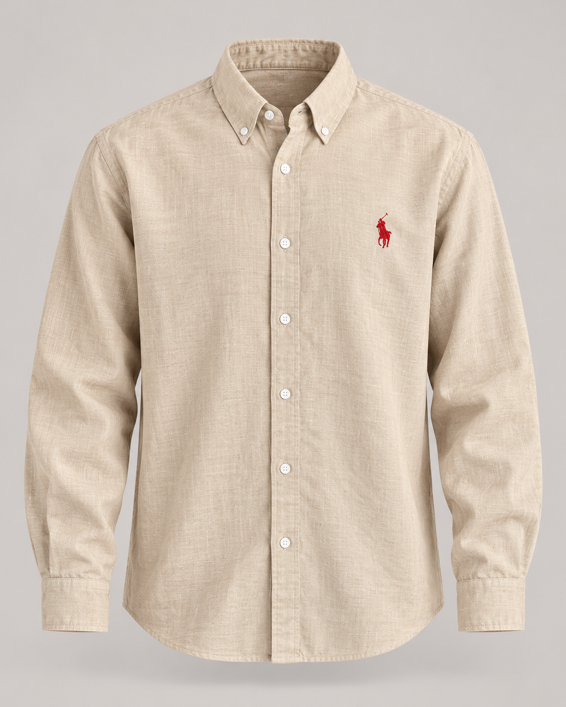 Beige lyocell linen boxy shirt — product view