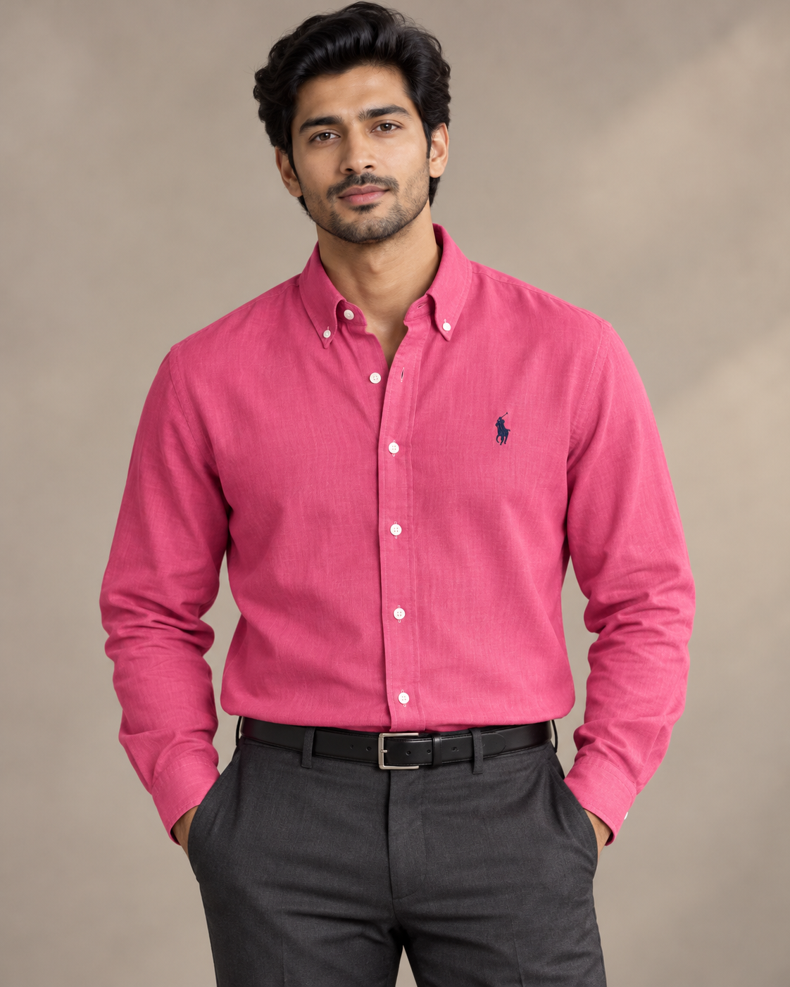 lyocell linen boxy shirt in Fuchsia, formal view