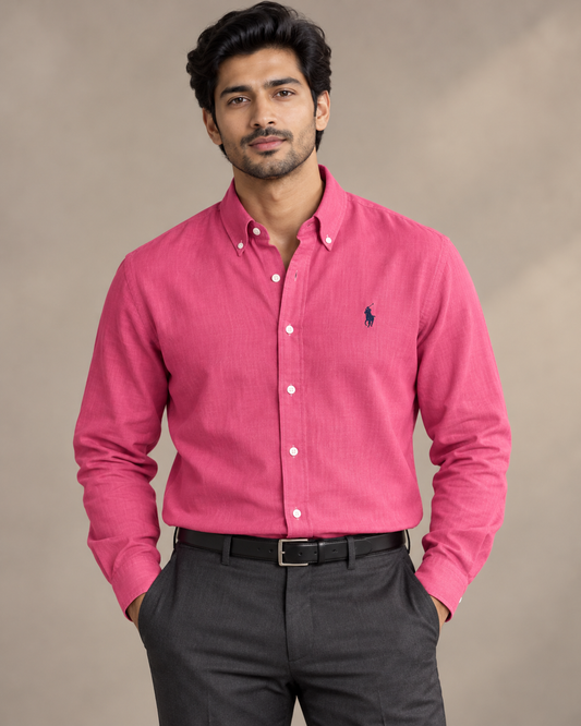 lyocell linen boxy shirt in Fuchsia, formal view